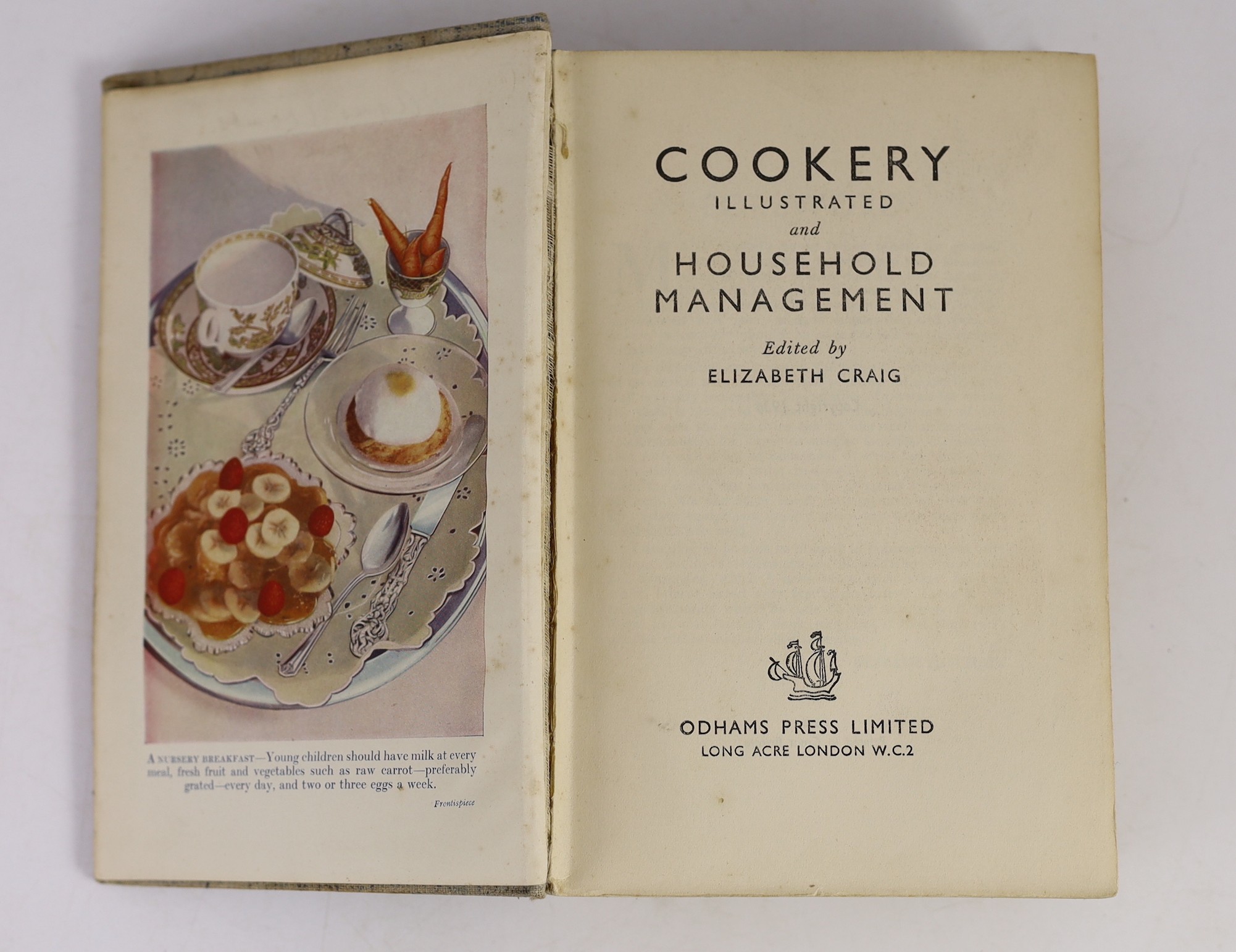 Beeton , Isabella Mary - The Book of Household Management, 8vo, with 13 coloured plates, 2 of them folding, (spine torn), London, 1888; Craig, Elizabeth (editor) - Cookery Illustrated and Household Management, 1936 and S